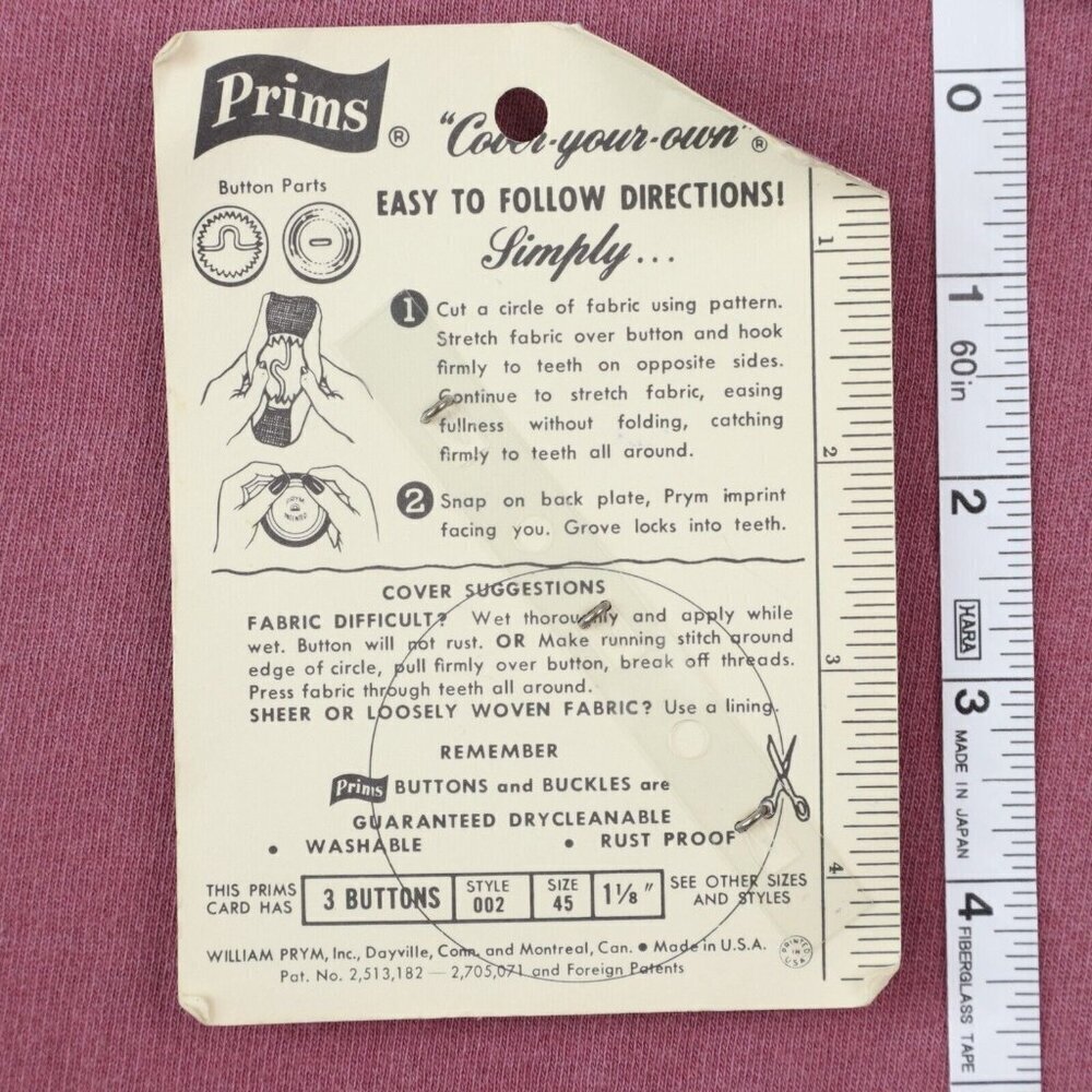 Vintage Prims Buttons DIY Clothing Project Sew Original Card Brass Reusable USA - Picture 3 of 8